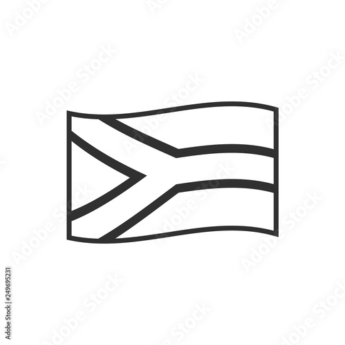 South Africa flag icon in black outline flat design. Independence day or National day holiday concept.