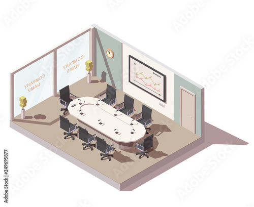 Office conference room interior. Vector isometric illustration on isolated background