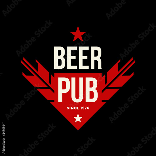 Modern craft beer drink vector logo sign for bar, pub, store, brewhouse or brewery isolated on black background. Premium quality ear arrow logotype illustration. Brewing emblem t-shirt badge design.