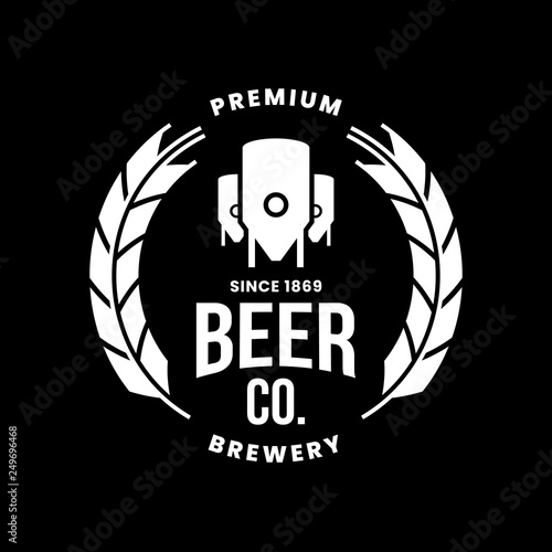 Modern craft beer drink vector logo sign for bar, pub, store, shop, brewhouse, brewery isolated on black background. Premium round logotype emblem illustration. Brewing fest t-shirt badge design.