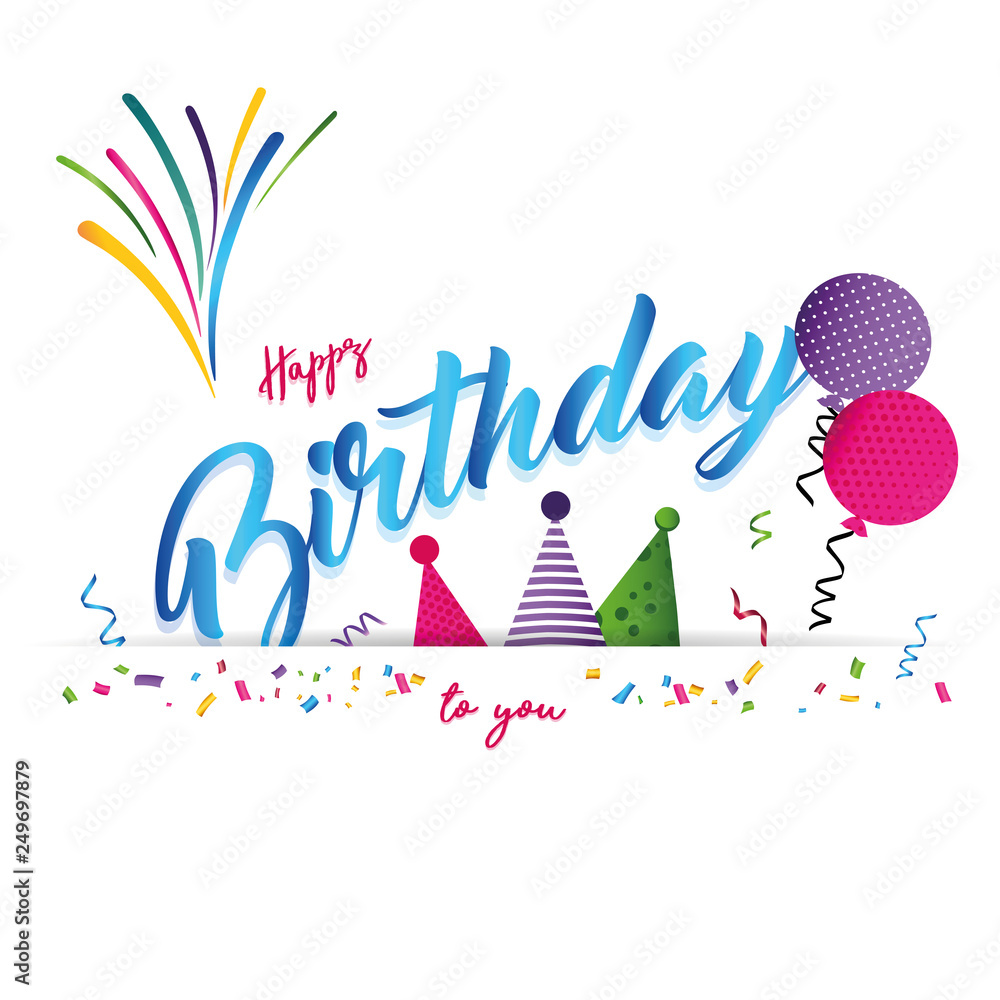 Birthday or celebrate card with balloons and confetti
