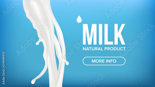 Milk Splash Vector. Cream Liquid. Isolated Background. White Drop. Yogurt Wave. 3D Realistic Illustration