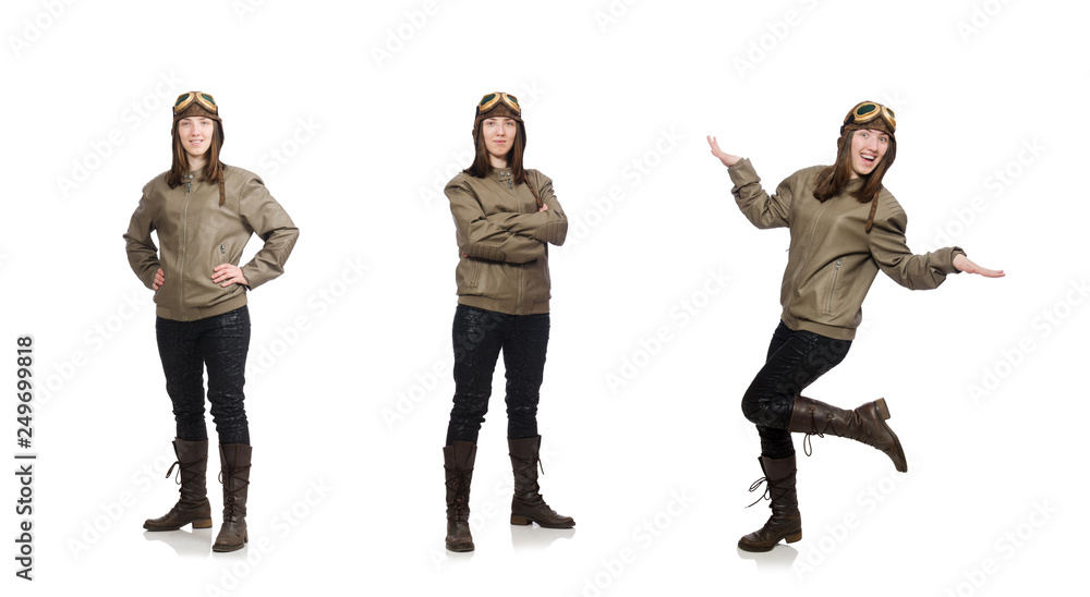 Woman pilot isolated on the white Woman pilot isolated on the white