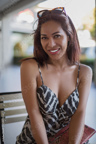Принти на полотні Philippines , transgender with deep decollete cleavage smiling and look in the c