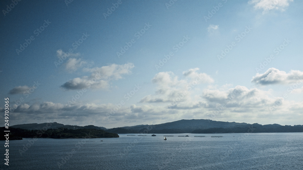 Entrance of the harbor of Bergen in Norway on a cold early summer morning Entrance of the harbor of Bergen in Norway on a cold early summer morning