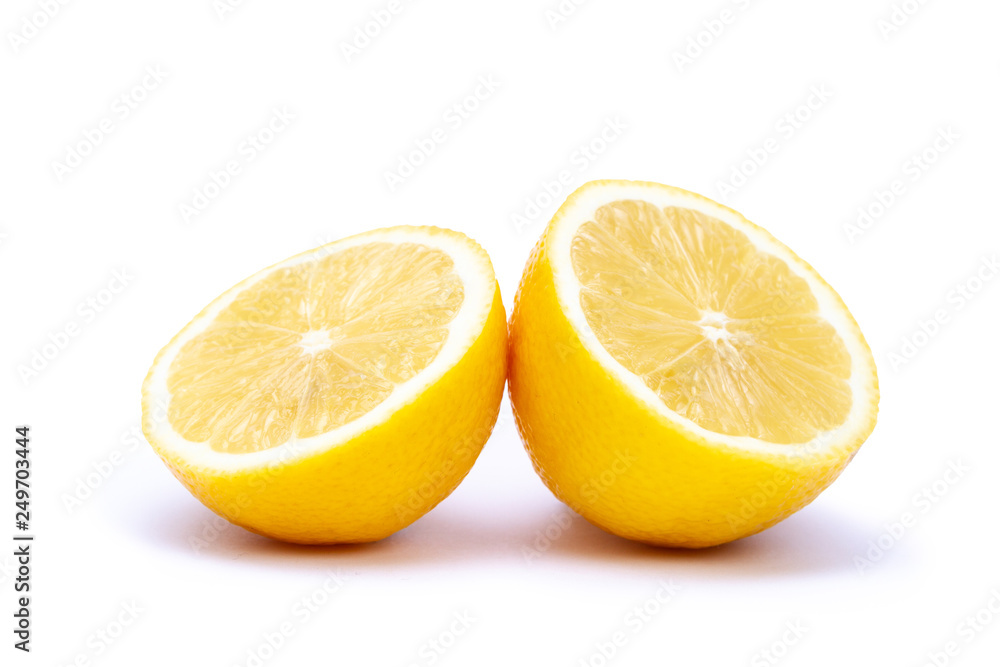 Isolated half of juicy lemon on white background
