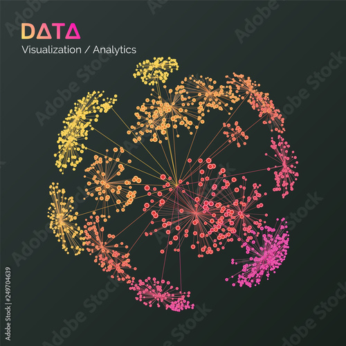 Vector abstract big data visualization. Visual information complexity. Information clustering representation.