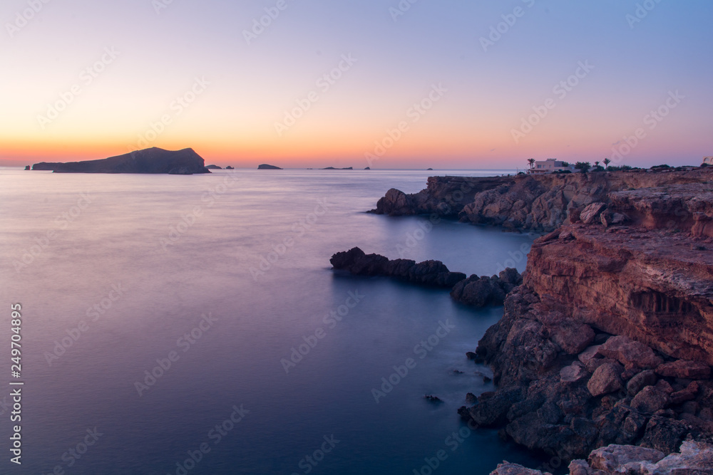 Beautiful Cala Comte Beach, Sant Antoni de Portmany, Ibiza, Balearic Islands, Spain.
