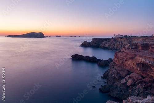Beautiful Cala Comte Beach, Sant Antoni de Portmany, Ibiza, Balearic Islands, Spain.