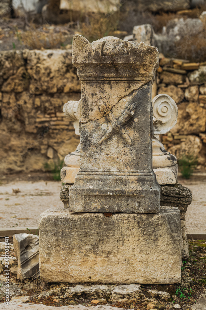Historical site of Perge or Perga in Antalya, Turkey. Vast remains of prosperous Roman city. Ancient Perge city existed from X century before Christ till VIII of our era. Historical site of Perge or Perga in Antalya, Turkey. Vast remains of prosperous Roman city. Ancient Perge city existed from X century before Christ till VIII of our era.