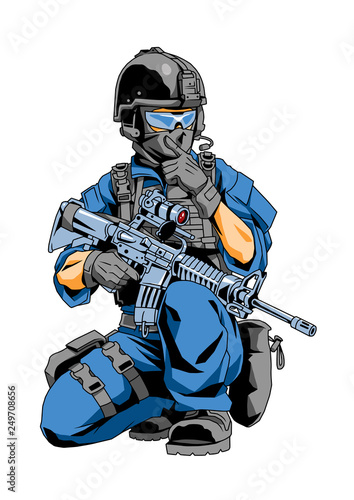 Commanding officer gives an order, color, drawing, illustration, logo, design, vector