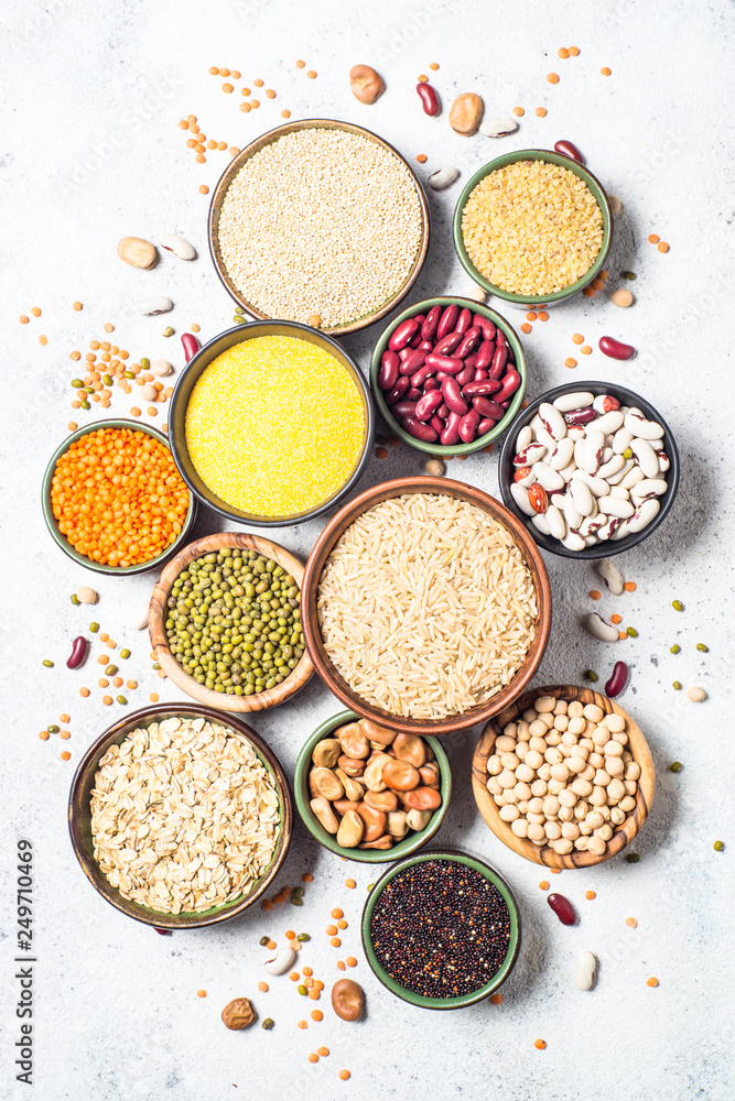 Grains, Legumes, and beans assortment top view. Grains, Legumes, and beans assortment top view.