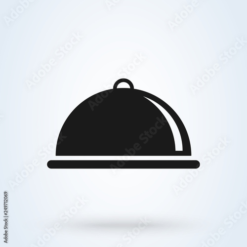 Covered with a tray of food icon. Vector illustration