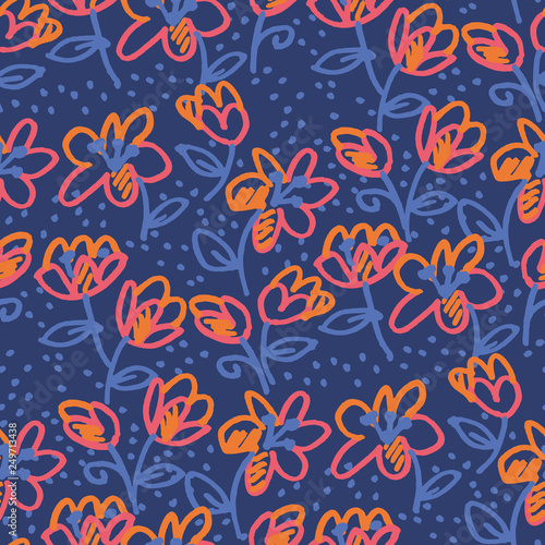 Abstract flowers hand drawn...