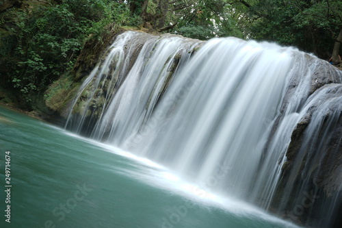 long exposure waterfall in forest lagoon - Argens river  France