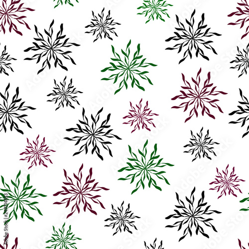 Floral background of stylized crystals and snowflakes. Greeting Cards, tile bedding, invitations, advertisements, wall decorations