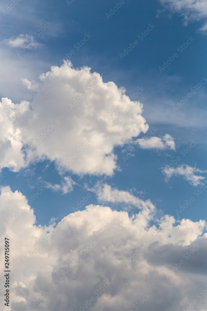 Blue Sky background with white clouds. Cloud and sky on daylight as a background