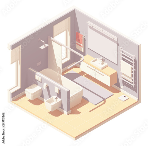 Vector isometric bathroom interior