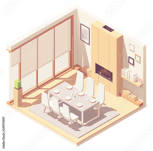 Vector isometric dining room interior