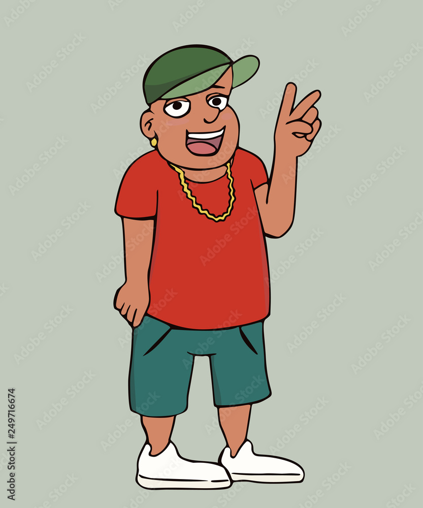 teen boy in necklace and white sneakers cartoon teen boy in necklace and white sneakers cartoon