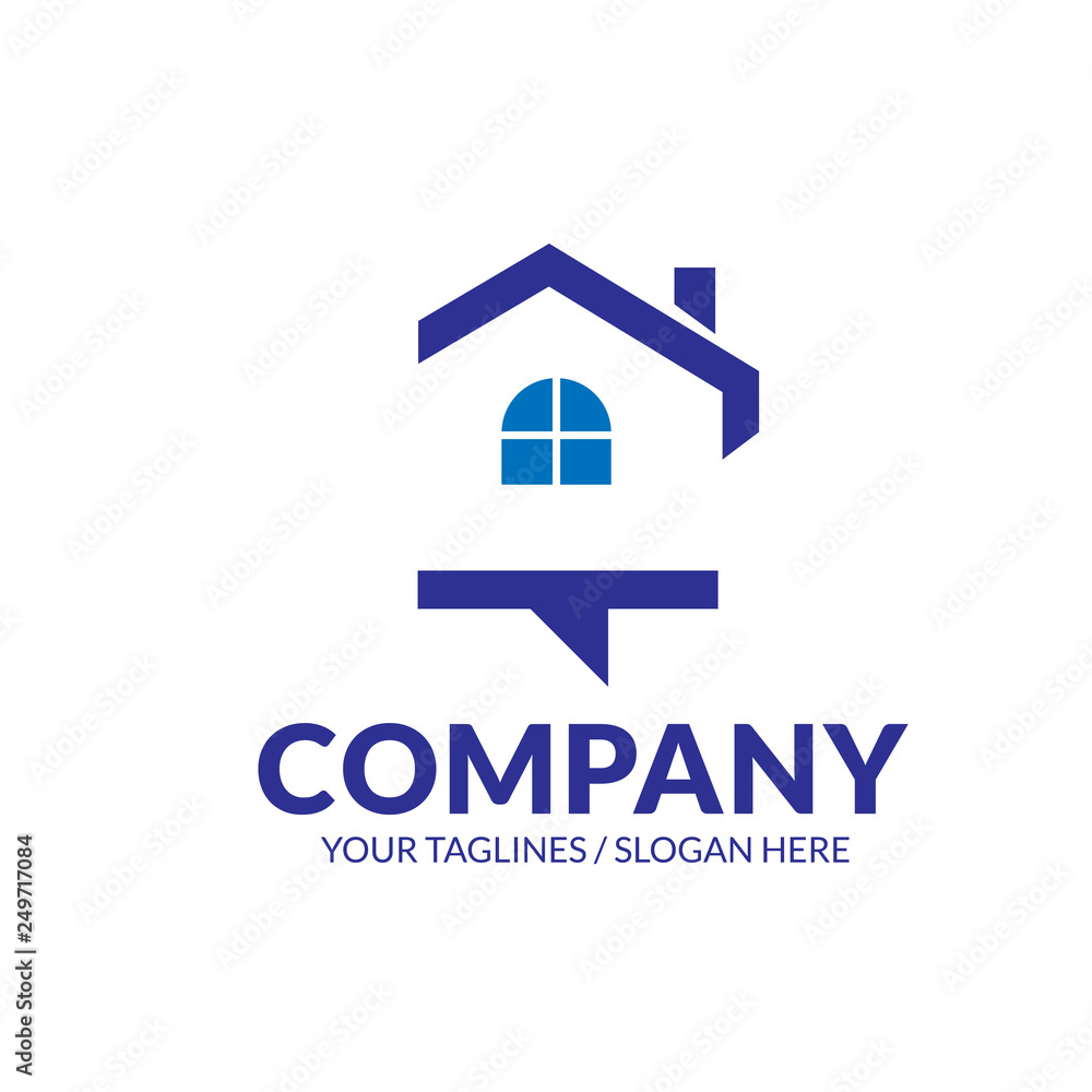 Fototapeta premium house chat bubble for Consulting, communication and property agency logo design template