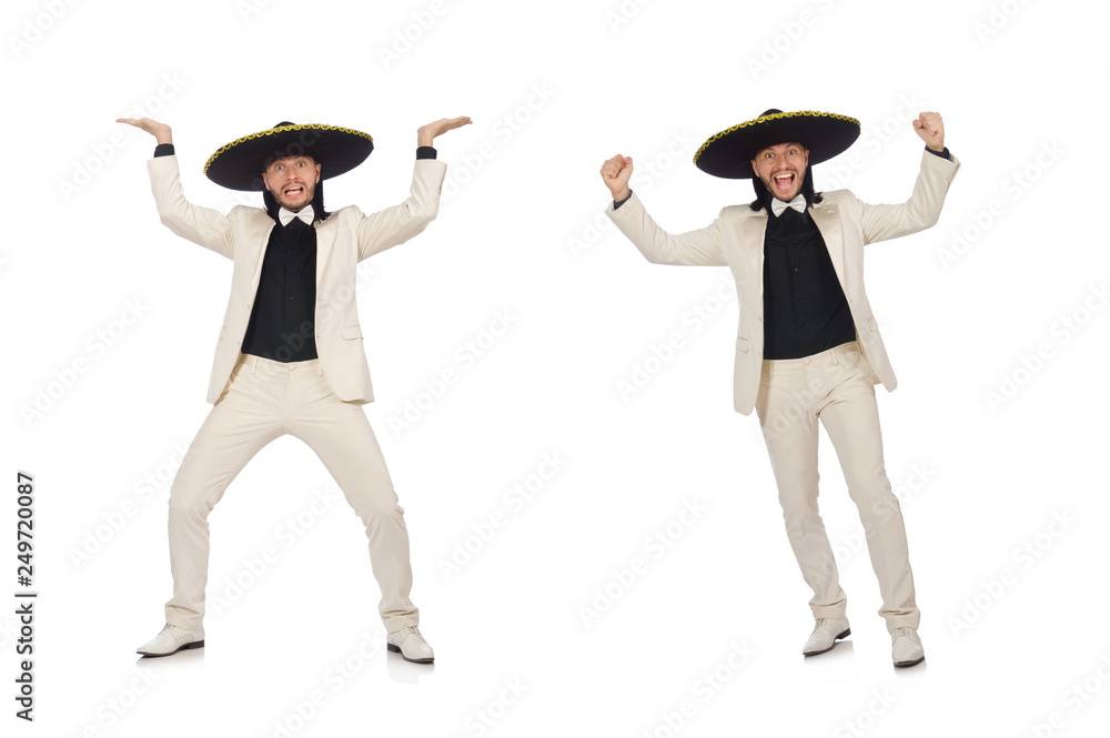 Funny mexican in suit and sombrero isolated on white Funny mexican in suit and sombrero isolated on white