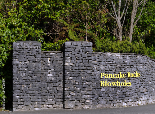 Entrance. Paparoa national park. Punakiki. Pancake rocks. Westcoast New Zealand photo