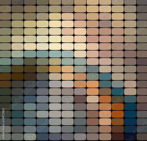 Mosaic pattern background. Bright colorful tiles with white gaps texture.