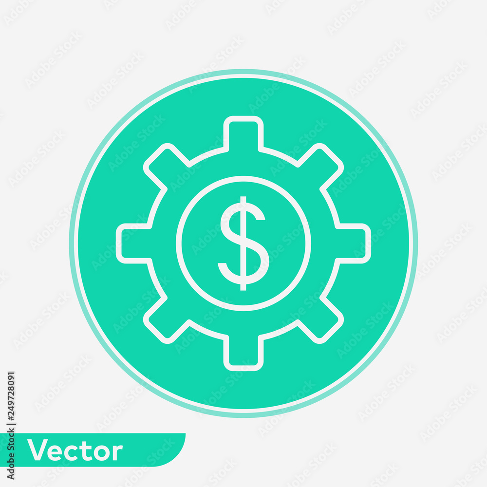 Money with gear vector icon sign symbol Money with gear vector icon sign symbol