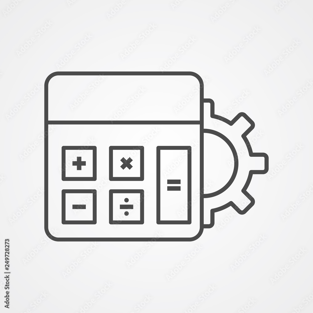 Calculator with gear vector icon sign symbol Calculator with gear vector icon sign symbol
