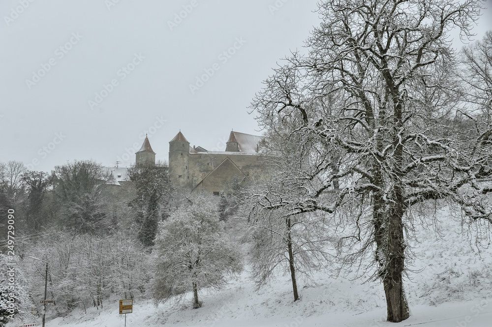 Harburg castle in winter (Bavaria, Germany)