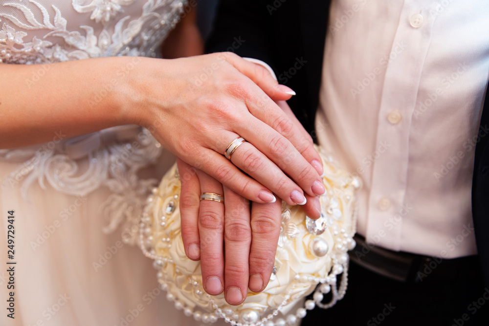 Wedding couple hands with wedding rings Wedding couple hands with wedding rings
