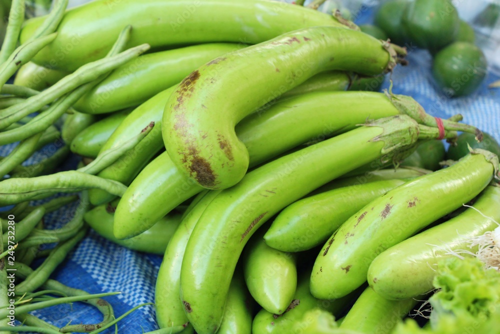Fresh eggplant green organic at street food Fresh eggplant green organic at street food