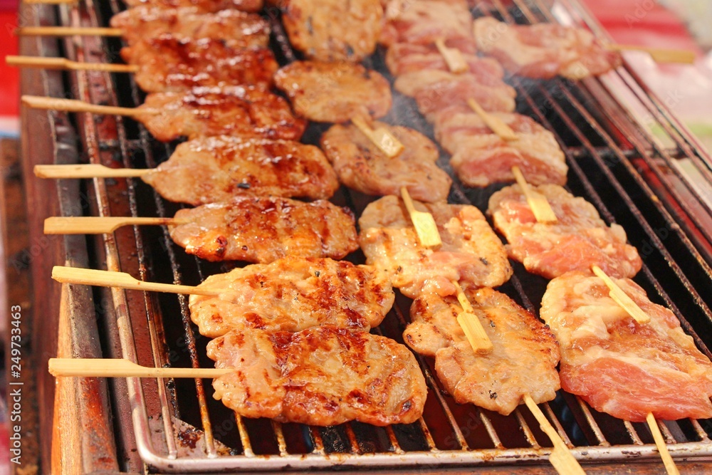Roasted pork is delicious at street food Roasted pork is delicious at street food