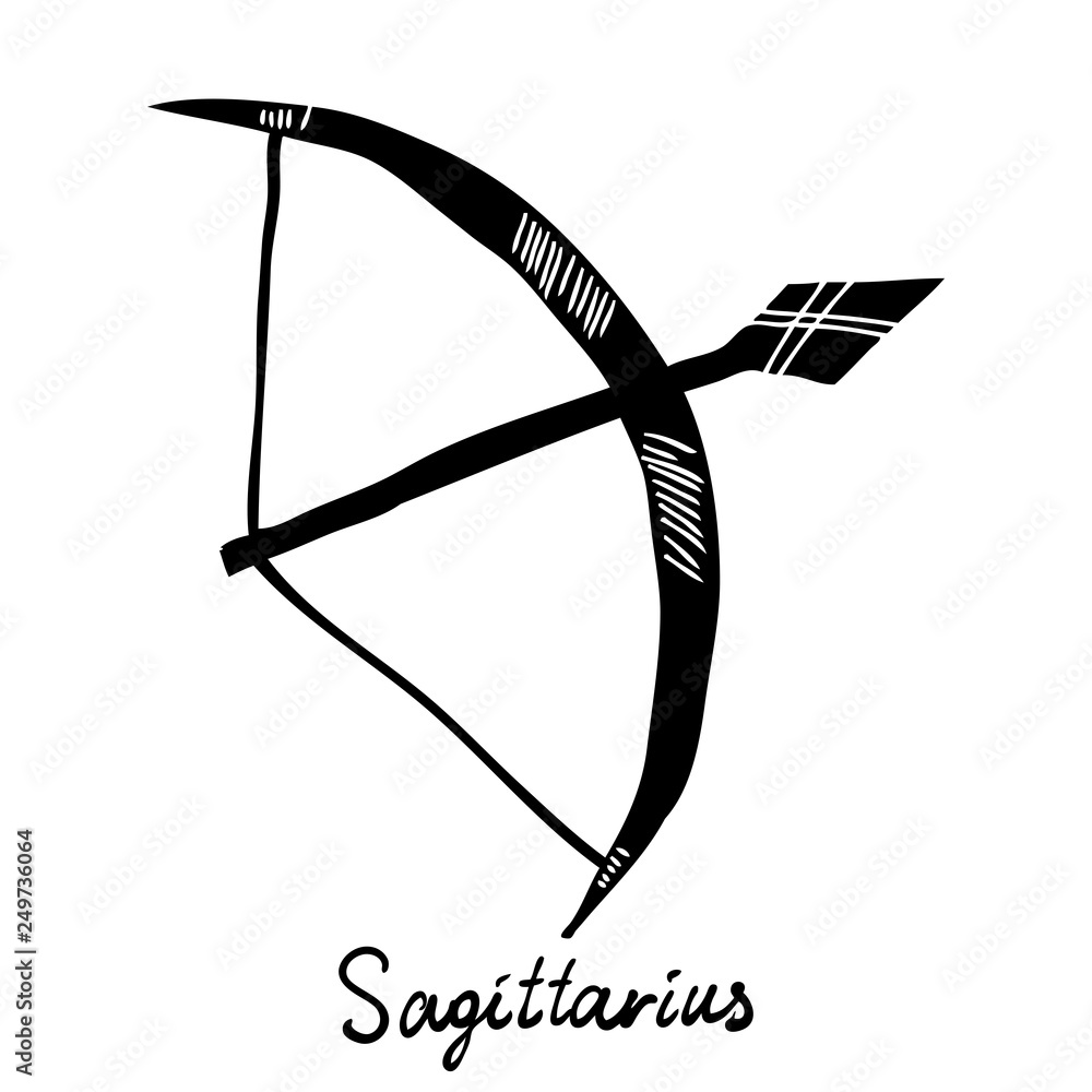 Sagittarius zodiac hand drawing sign for horoscope. Usable for mystic