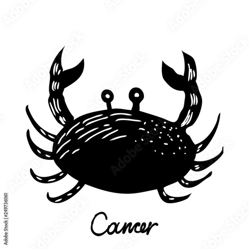 Cancer zodiac hand drawing sign for horoscope. Usable for mystic  occult  palmistry and witchcraft alchemy. Vector.
