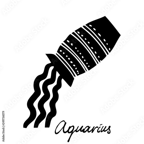 Aquarius zodiac hand drawing sign for horoscope. Usable for mystic  occult  palmistry and witchcraft alchemy. Vector.