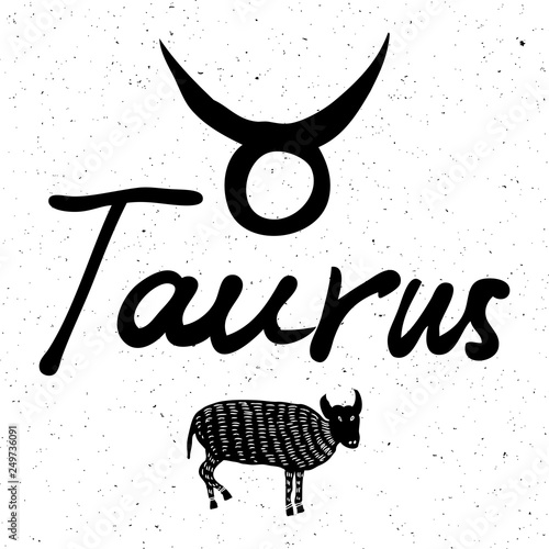 Taurus zodiac hand drawing sign for horoscope. Usable for mystic  occult  palmistry and witchcraft alchemy. Vector.