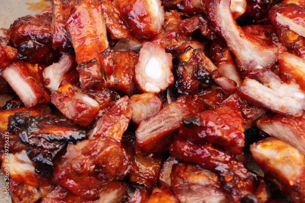 Grilled pork ribs delicious at street food Grilled pork ribs delicious at street food