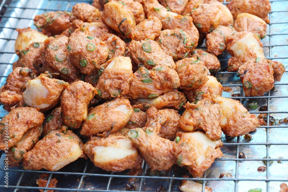 Fried fish cake is delicious at street food