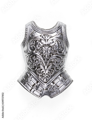 silver shield on white isolated background