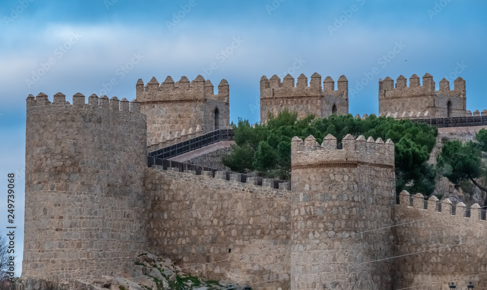The magnificent medieval walls of Avila, Castile-Leon, Spain. A UNESCO World Heritage Site completed between the 11th and 14th centuries
