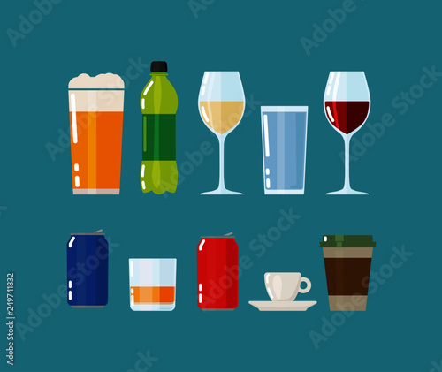 Flat design vector drinks