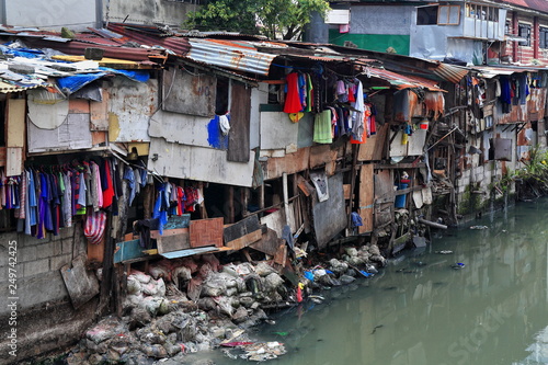 Shack crowded banks-Estero de San Lazaro channel. Binondo Chinatown-Manila-Philippines-1010 photo