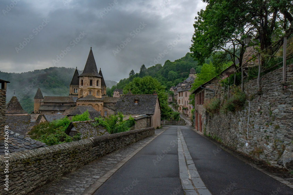 medieval village Conques  in the region of occitania, France