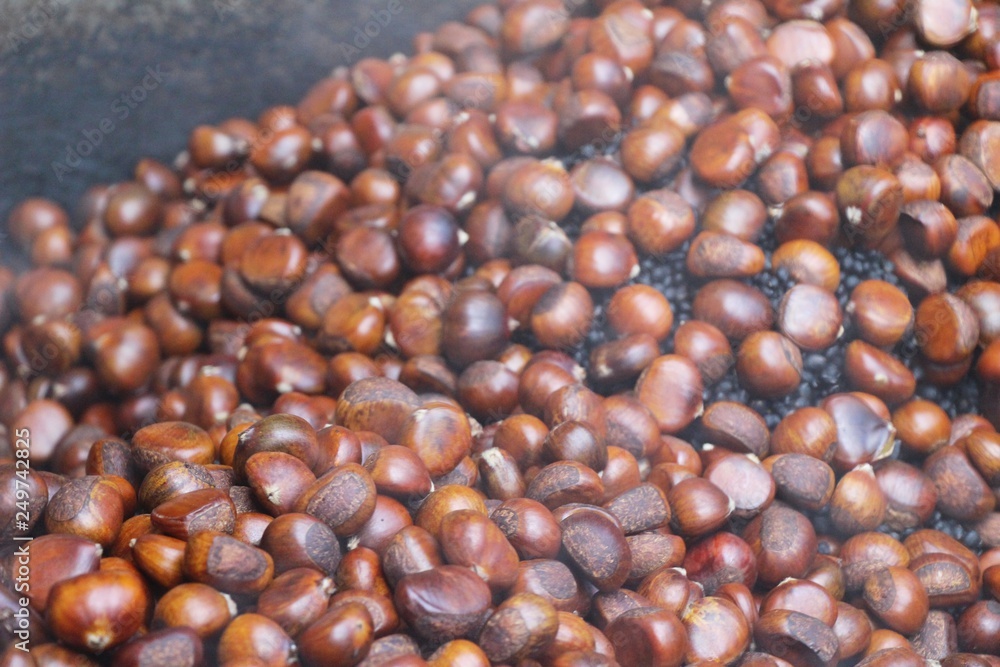 Roasted chestnuts is delicious at street food Roasted chestnuts is delicious at street food