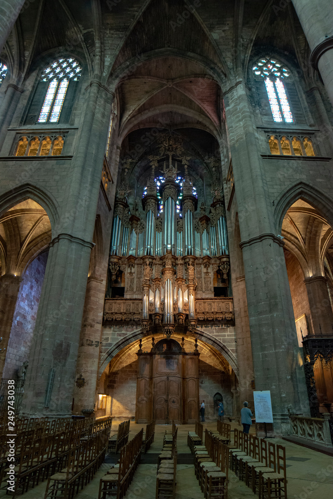 Interior of the Gothic Cathedral of Rodez, France