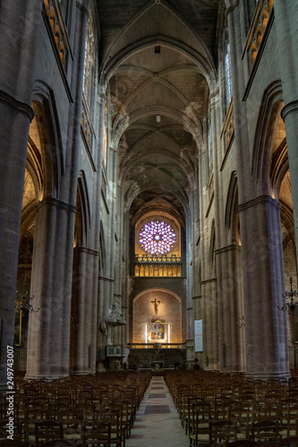 Interior of the Gothic Cathedral of Rodez  France