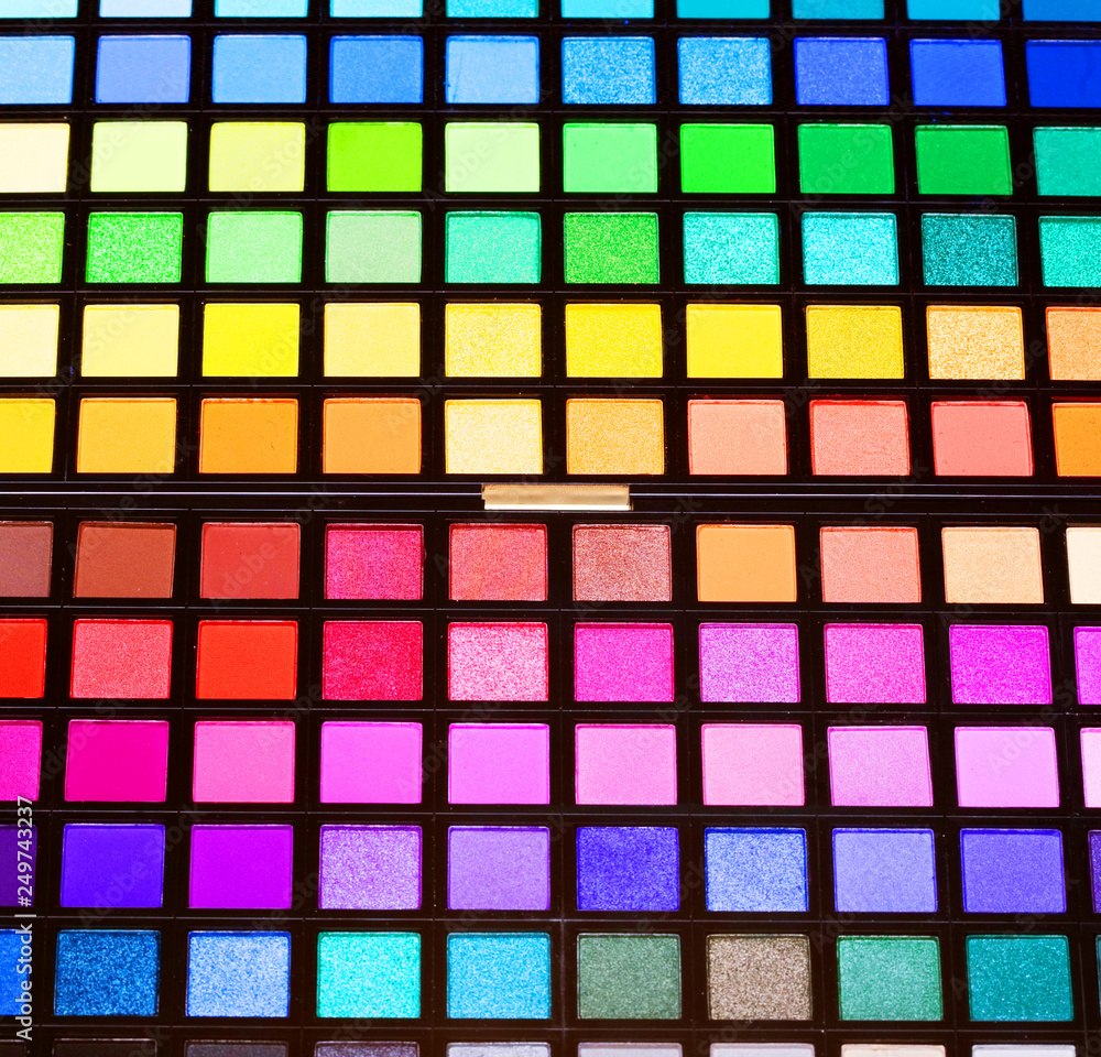 multicolored eye shadows close up multicolored eye shadows close up