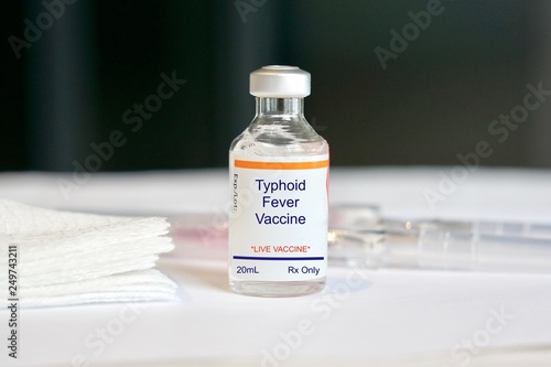 Obraz na płótnie Typhoid Fever Vaccine in a glass vial (Fake label)